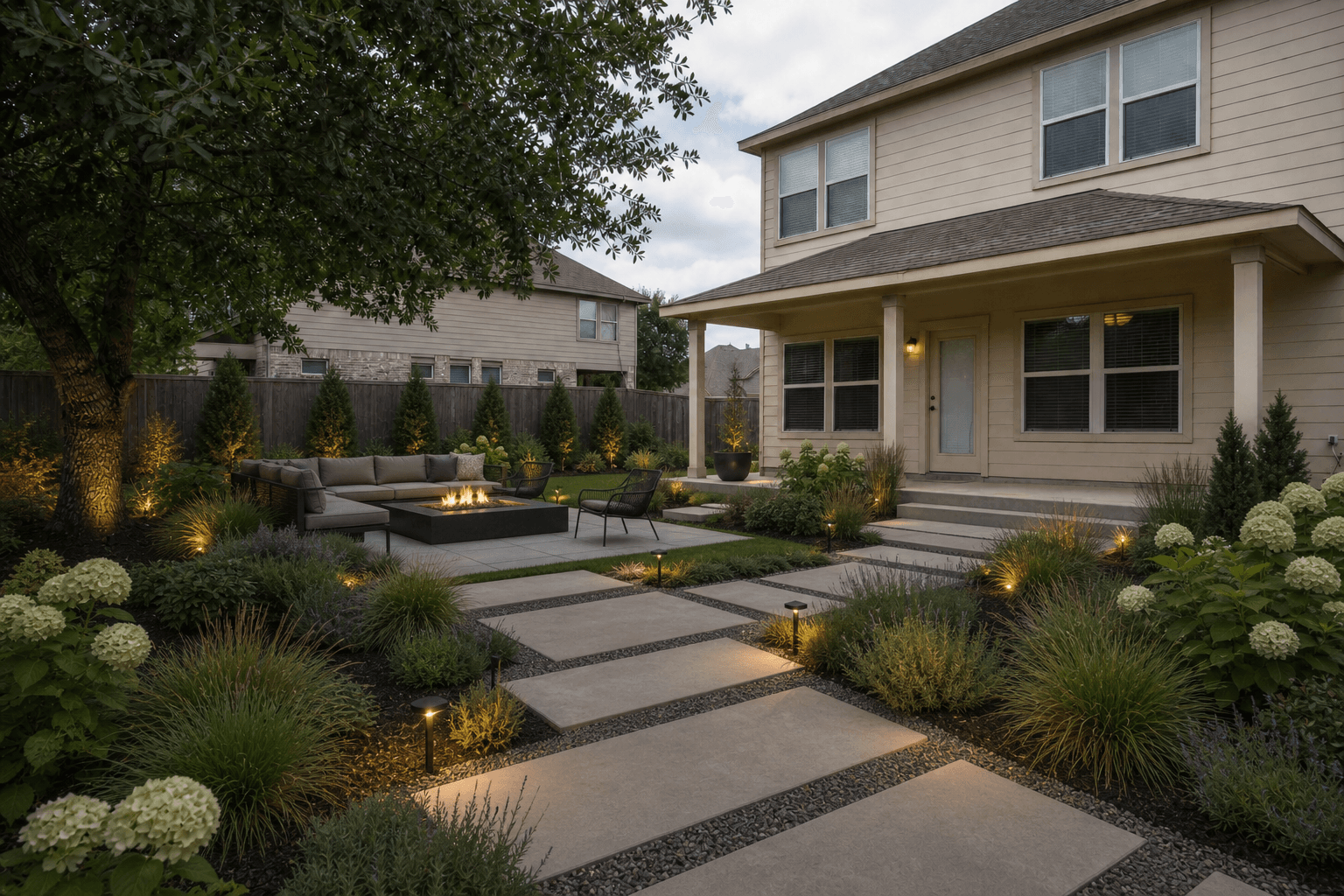 A modern backyard design concept ready to compare